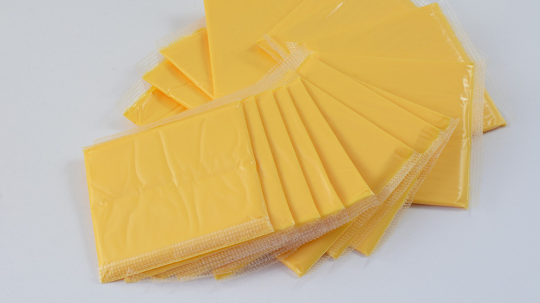 Packaged American cheese slices
