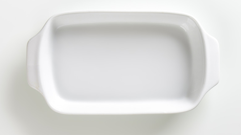 White ceramic rectangular casserole dish