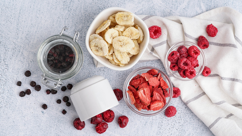 A selection of freeze dried fruits.