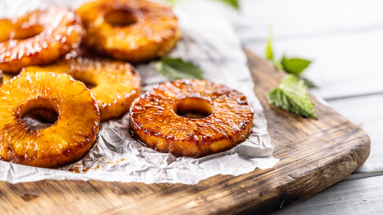 Roasted pineapple rings.