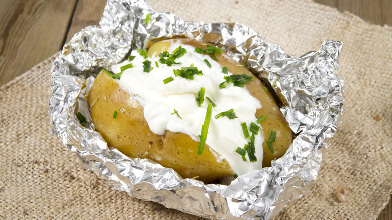 baked potato in foil