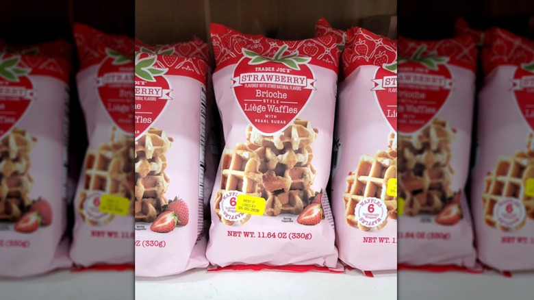 Bags of strawberry brioche style liège waffles