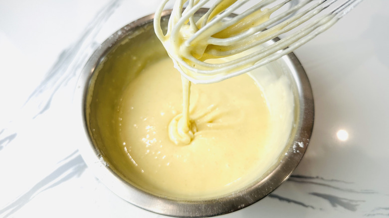 Cake batter whisked until smooth