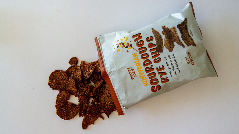 Sourdough Rye Crisps poured from the bag