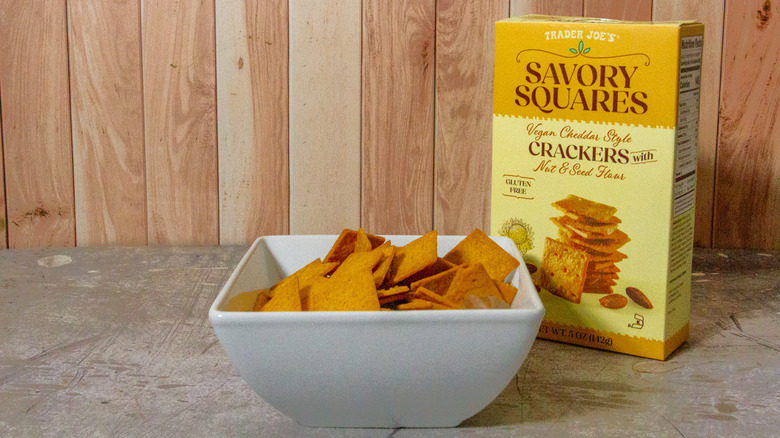 A bowl of Trader Joe's Savory Squares