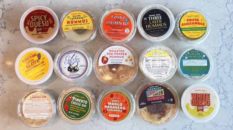 A lineup of Trader Joe's dips