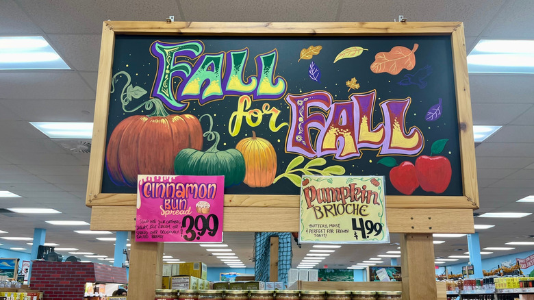 Trader Joe's fall sign and display
