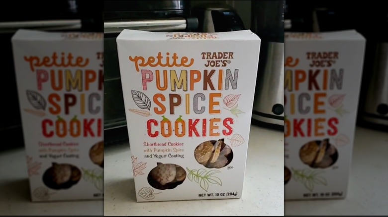 Box of Trader Joe's Petite Pumpkin Spice Cookies