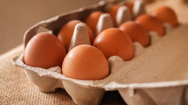 Dozen eggs in carton
