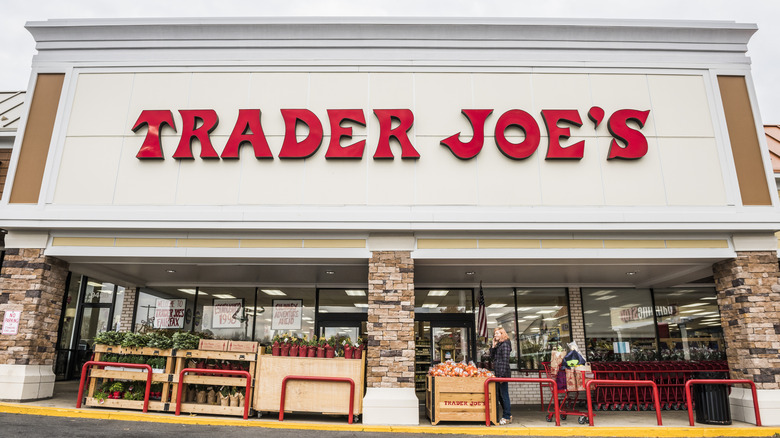 Trader Joe's storefront with plants on display