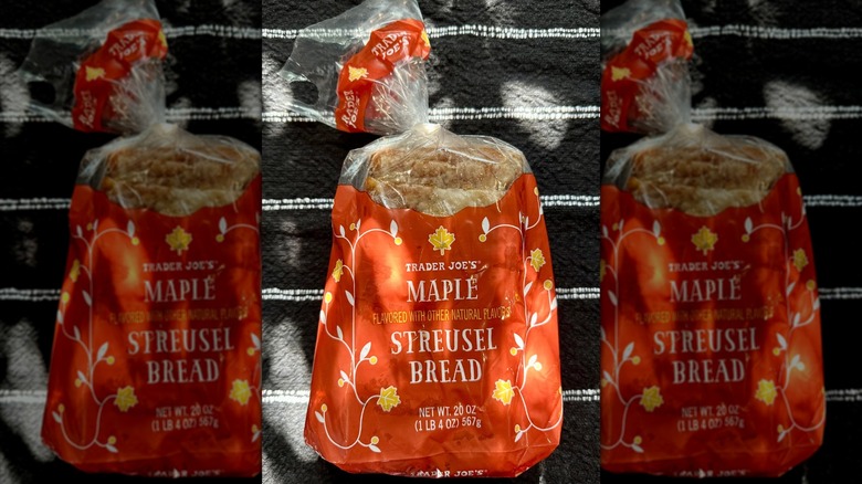 Maple streusel bread bag on blanket