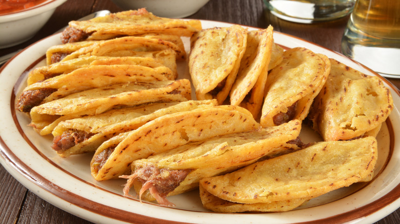 Plate of mini beef tacos