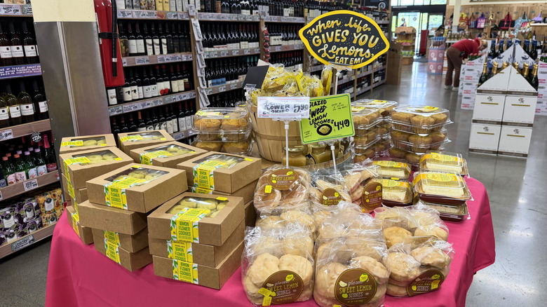 A display of lemon bakery products at a Trader Joe's grocery store