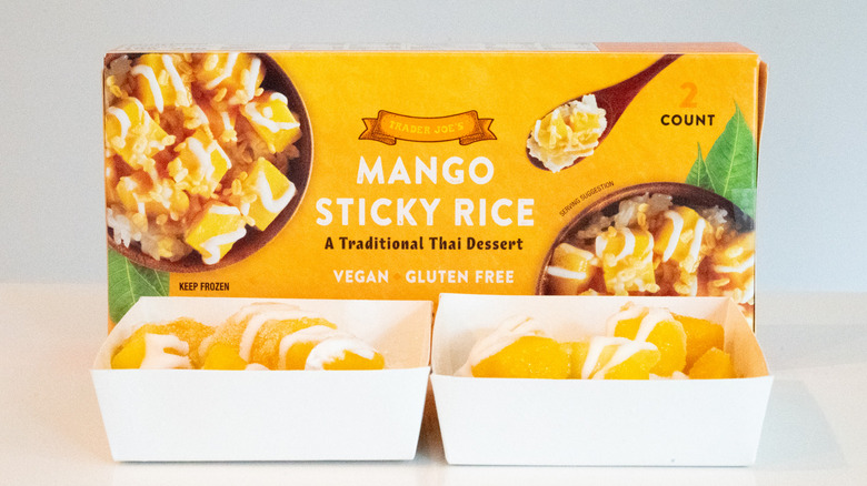 A box of Trader Joe's Mango Sticky Rice