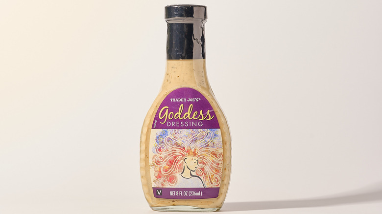 trader joe's goddess dressing on a table