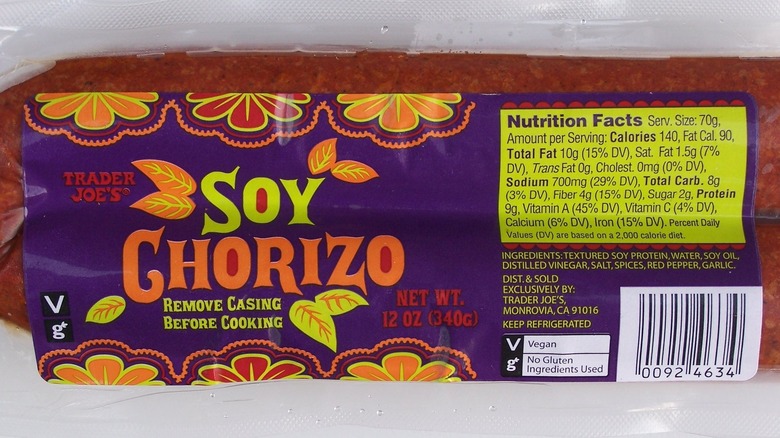 Package of Trader Joe's soy chorizo