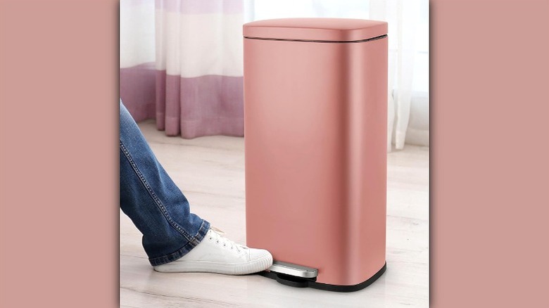 Stainless steel pink trash can