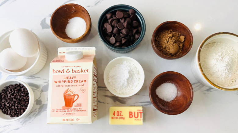 Ingredients for triple chocolate cream puffs