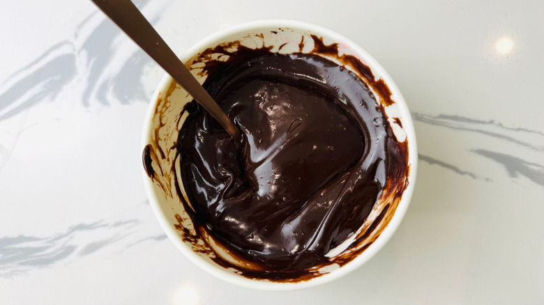 Chocolate ganache in bowl