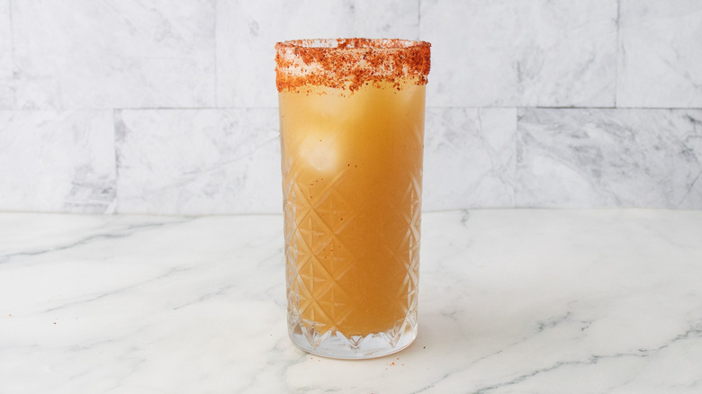 Tropical rum shandy in glass