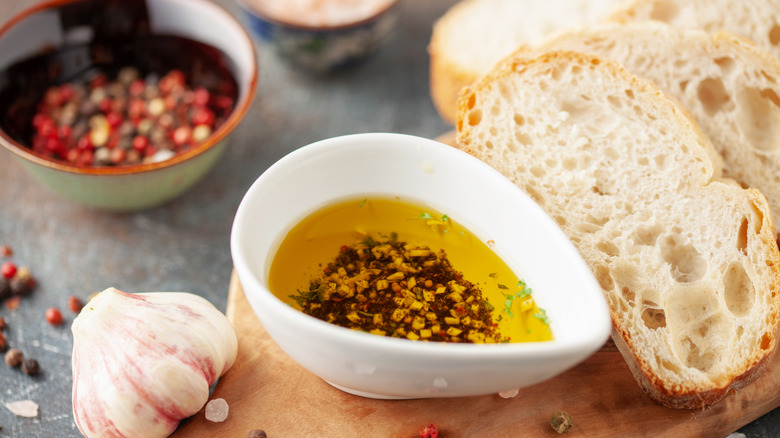 bread dipping oil with red pepper flakes