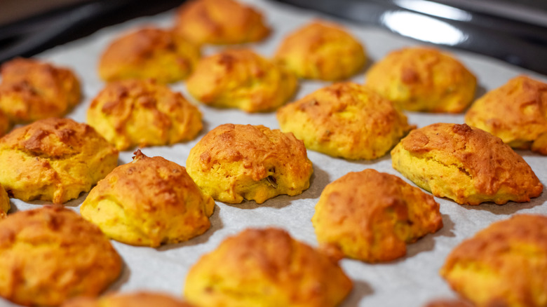 Pumpkin cookies on a white board