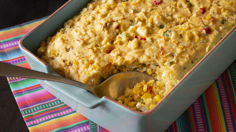 A baked cornbread casserole.