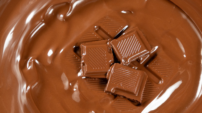 close up of melted milk chocolate