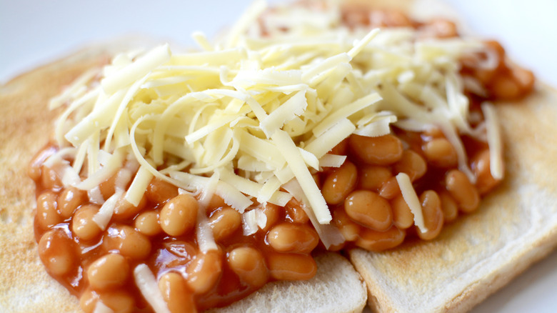 cheese on baked beans and toast