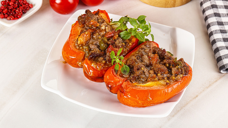 Bell peppers stuffed with minced meat