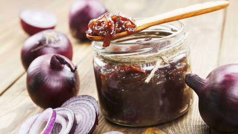 Onion jam in a jar