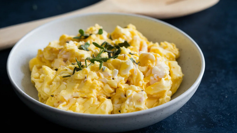 plate of scrambled eggs