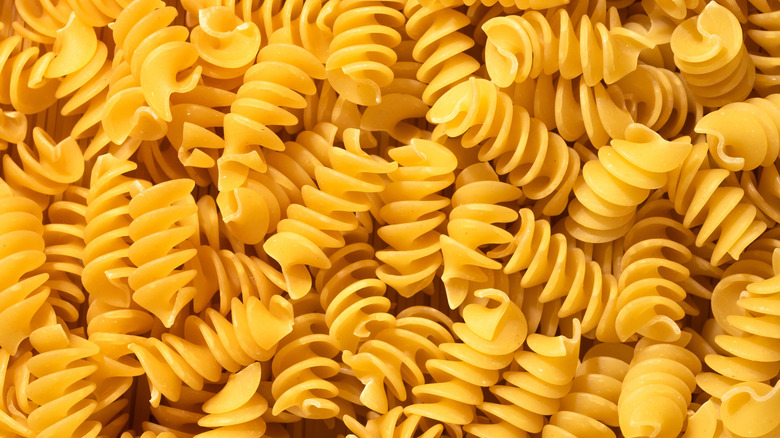 an overhead view of a pile of fusilli