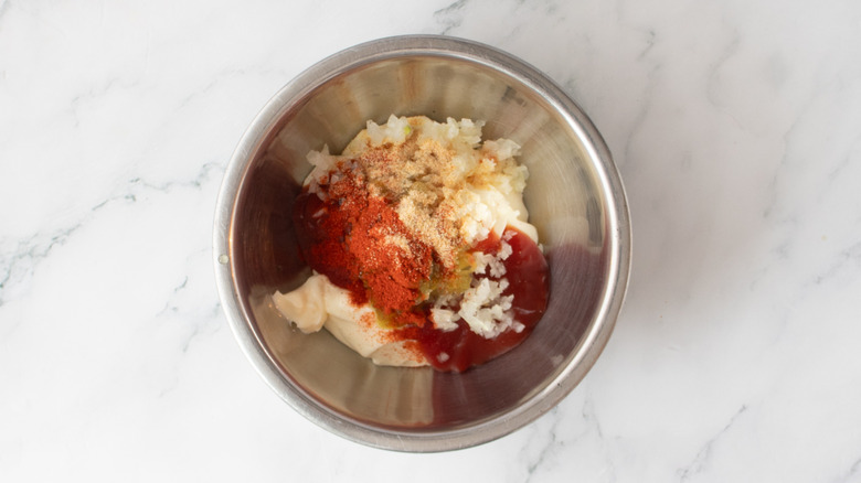 special sauce ingredients in metal bowl