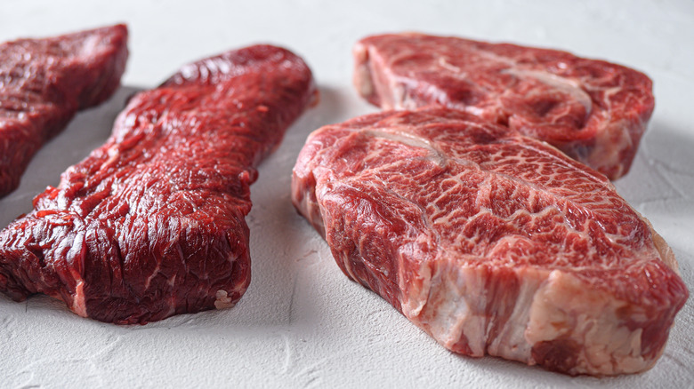 Raw bavette steaks 