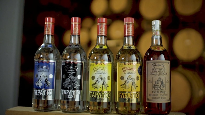 Different expressions of Tapatío tequila lined up