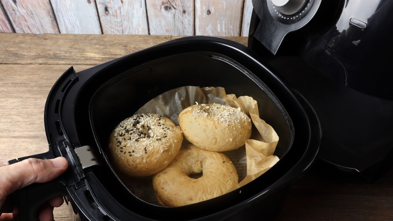 Fried bagels in an air fryer