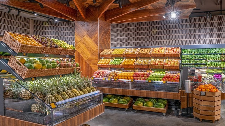 Produce section of grocery store