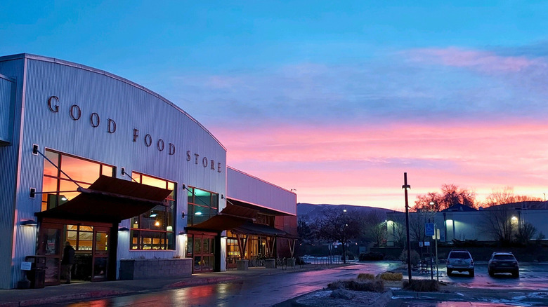 Exterior and parking lot of Good Food Store