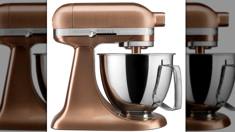 KitchenAid's refurbished mini satin copper tilt-head stand mixer.