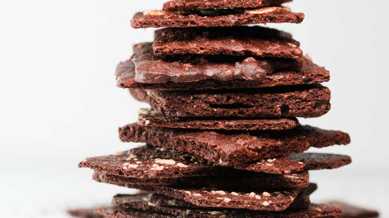 Stack of homemade brownie brittle