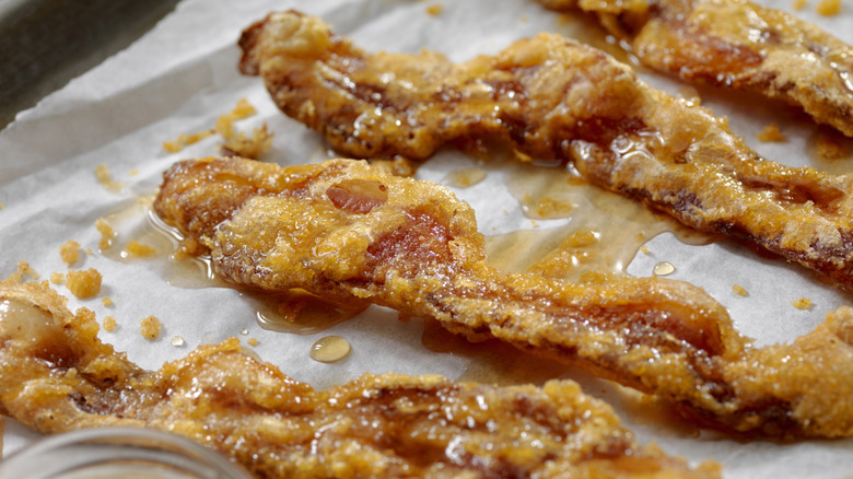 Candied bacon on a sheet