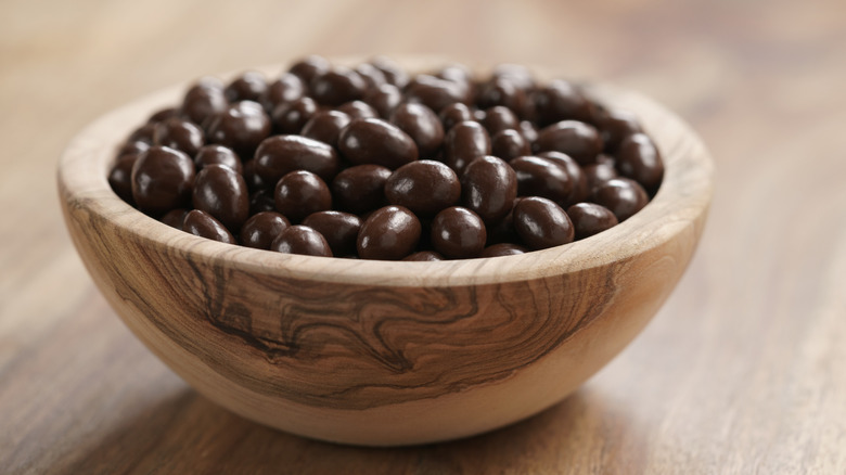 Chocolate-covered espresso beans bowl