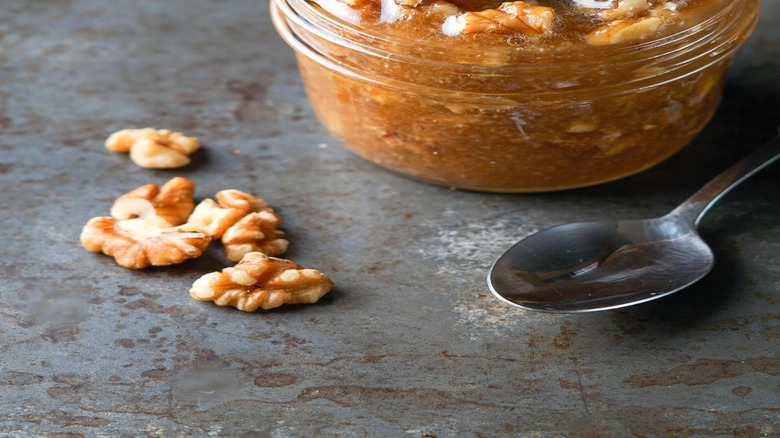 Jar of wet walnuts