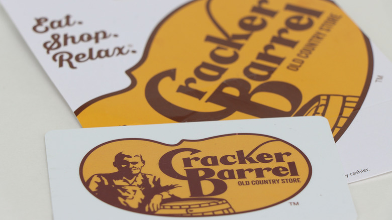 Cracker Barrel gift cards on a white table