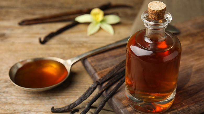 Vanilla extract on table