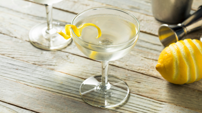 Martini with lemon twist 