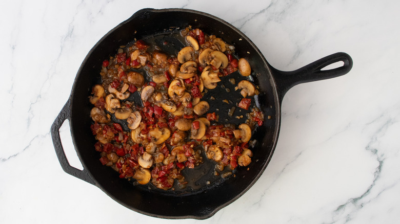 Sauteed vegetables simmering with marsala wine