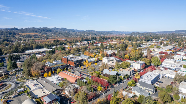 An aerial view of Healdsburg, California
