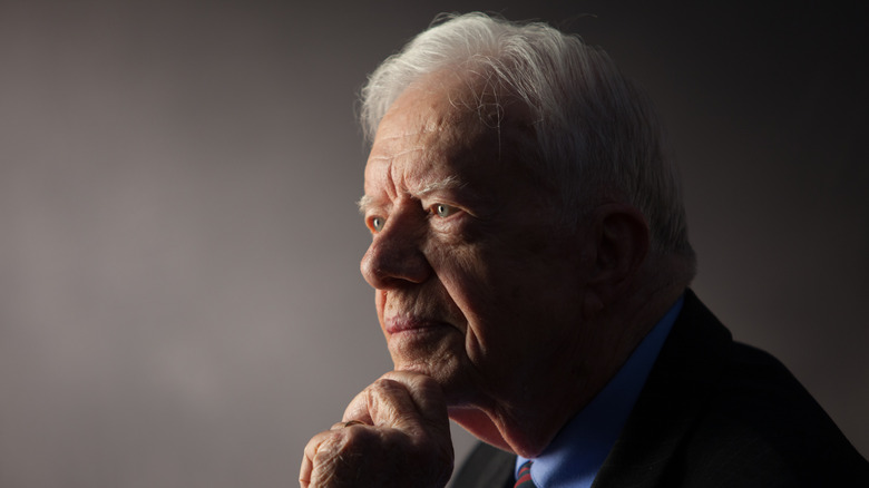 Picture of Jimmy Carter with his hand on his chin in contemplative mode